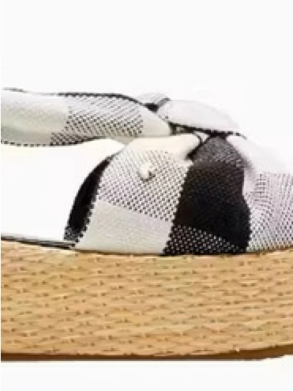 kate spade Betsy Black Crm Gingham Plaid Knot Espadrille Flatform Sandal NWT 11